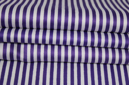 Tissu popeline coton - à rayures - blanc et violet - photo 2/5 | So Tissus