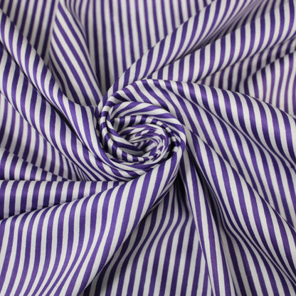 Tissu popeline coton - à rayures - blanc et violet - photo 1/5 | So Tissus