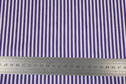 Tissu popeline coton - à rayures - blanc et violet - photo 4/5 | So Tissus