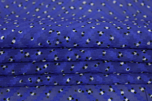 Tissu mousseline - imprimé moucheté et chevron - ton bleu nuit - photo 2/5 | So Tissus