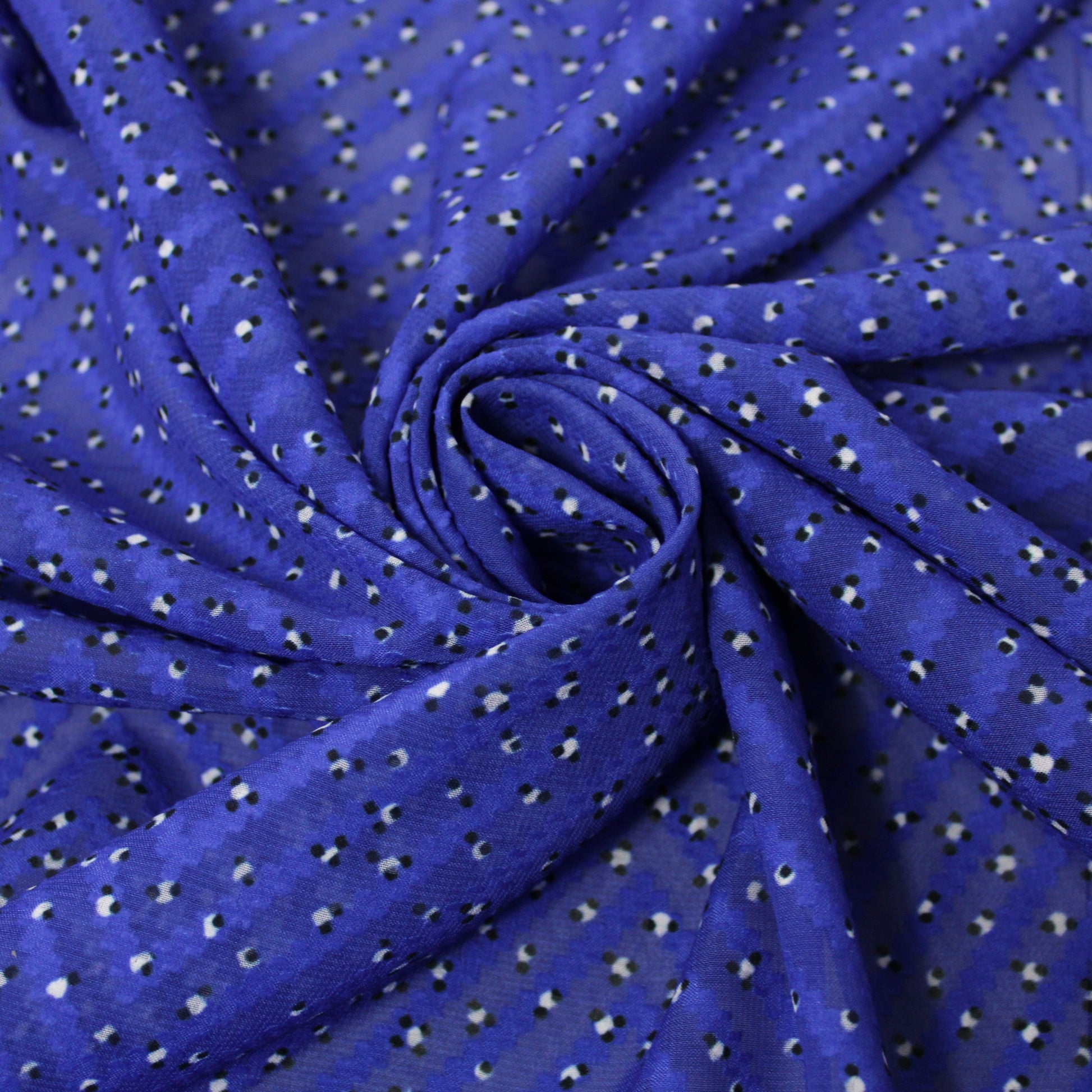 Tissu mousseline - imprimé moucheté et chevron - ton bleu nuit - photo 1/5 | So Tissus
