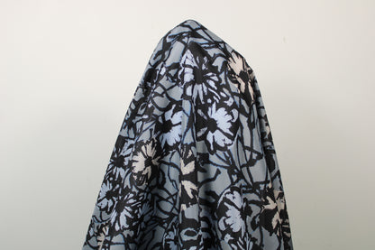 Tissu soie plume - imprimé fleurs abstraites - gris bleu - photo 3/5 | So Tissus