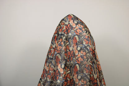 Tissu mousseline soie - imprimé fleurs abstraites - ton orangé - photo 3/5 | So Tissus