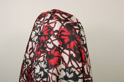 Tissu soie plume - imprimé fleurs abstraites - rouge - photo 5/5 | So Tissus