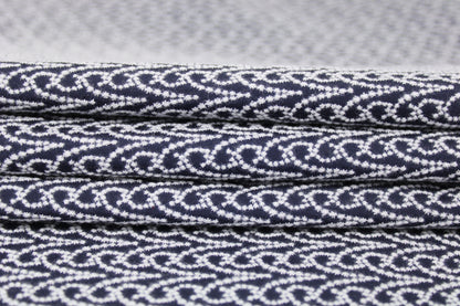 Tissu broderie anglaise - motif bélier - bleu marine et blanc - photo 2/4 | So Tissus