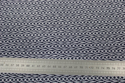 Tissu broderie anglaise - motif bélier - bleu marine et blanc - photo 4/4 | So Tissus