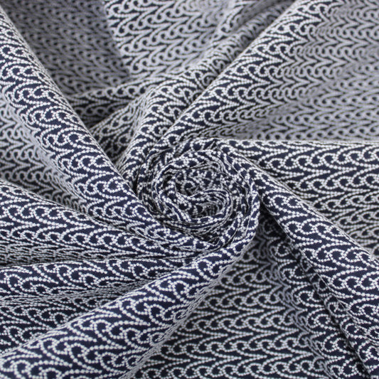 Tissu broderie anglaise - motif bélier - bleu marine et blanc - photo 1/4 | So Tissus