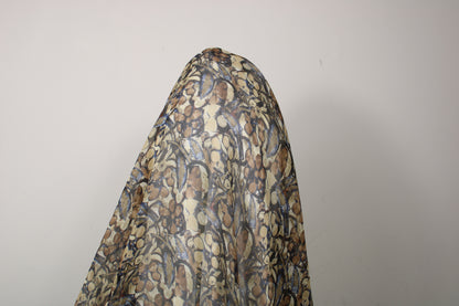 Tissu mousseline soie - imprimé fleurs abstraites - ton marron beige - photo 3/4 | So Tissus