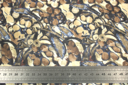 Tissu mousseline soie - imprimé fleurs abstraites - ton marron beige - photo 4/4 | So Tissus