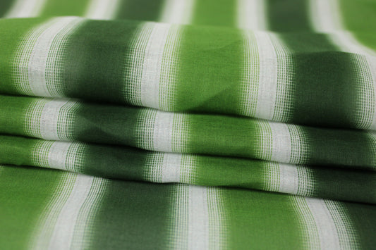 Tissu voile de coton - imprimé rayé - ton vert - photo 2/6 | So Tissus