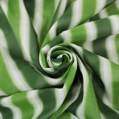 Tissu voile de coton - imprimé rayé - ton vert - photo 1/6 | So Tissus