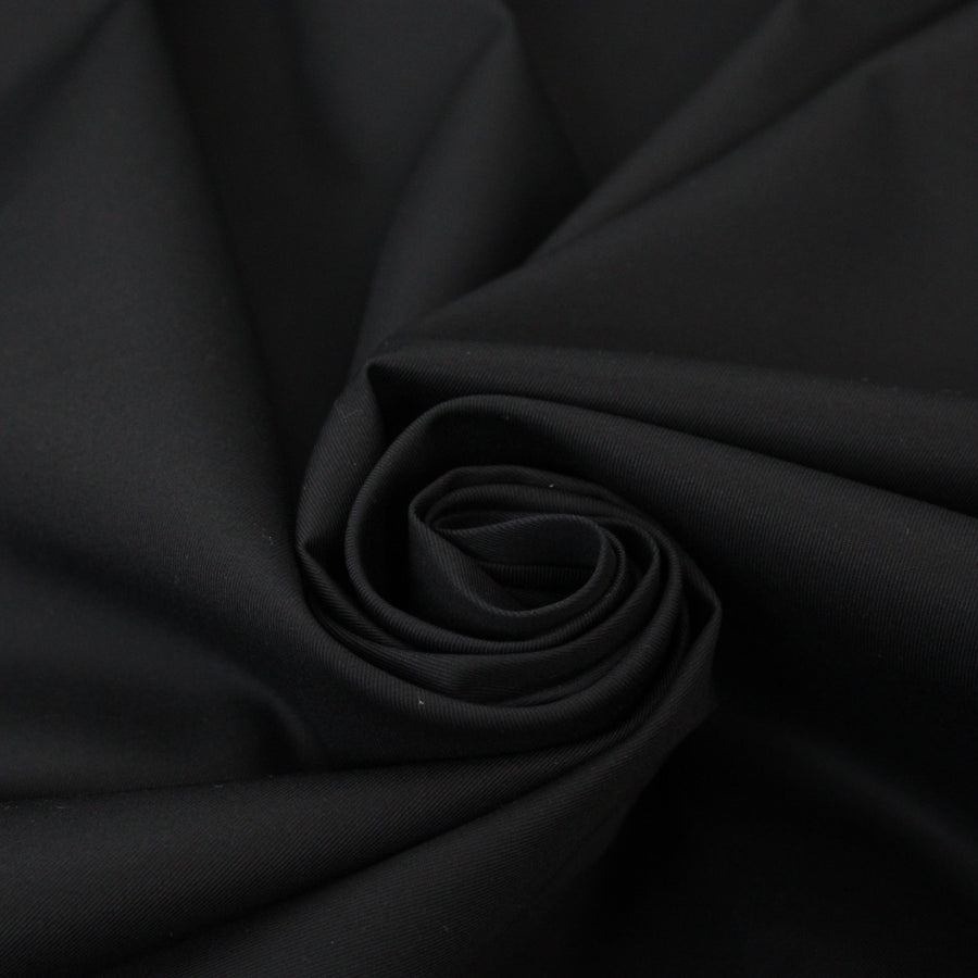 Tissu gabardine fine de coton - noir