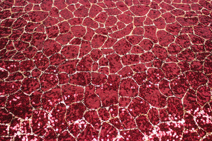 Tissu sequin - motif tacheté - bordeaux et doré - photo 5/5 | So Tissus