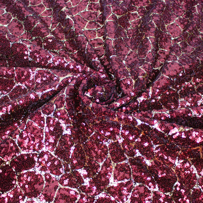 Tissu sequin - motif tacheté - bordeaux et doré - photo 1/5 | So Tissus