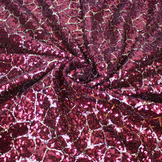 Tissu sequin - motif tacheté - bordeaux et doré - photo 1/5 | So Tissus