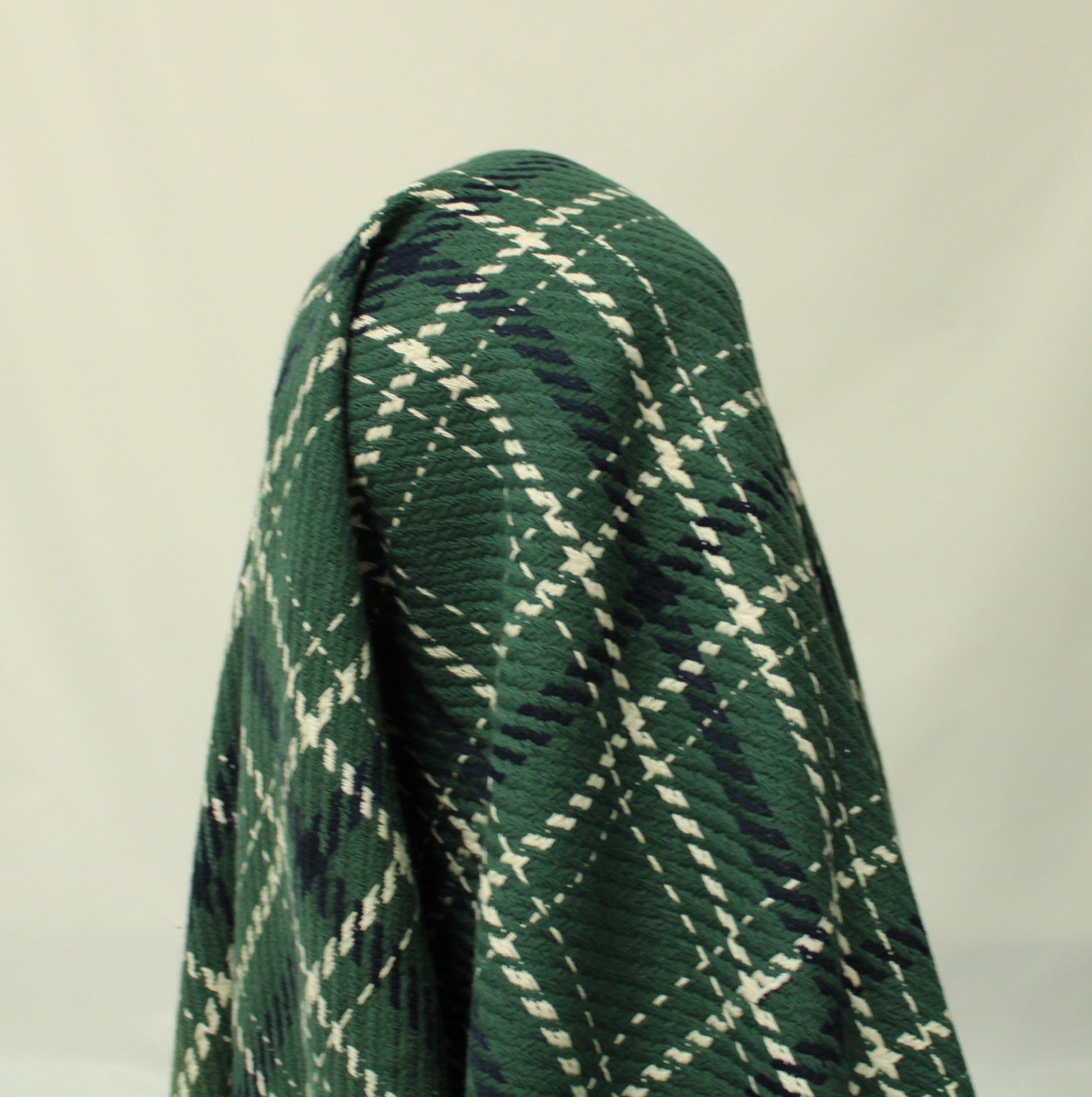 Coupon de 1,2 mètre - tweed coton - à carreaux vert - photo 3/4 | So Tissus