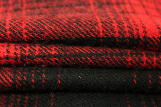 Tissu drap de laine - à carreaux - noir et rouge - photo 2/4 | So Tissus