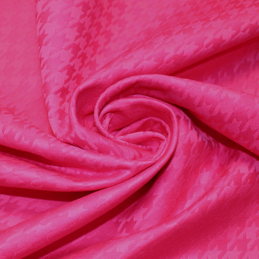 Tissu - gabardine coton - pied de poule - fuchsia - photo 1/4 | So Tissus
