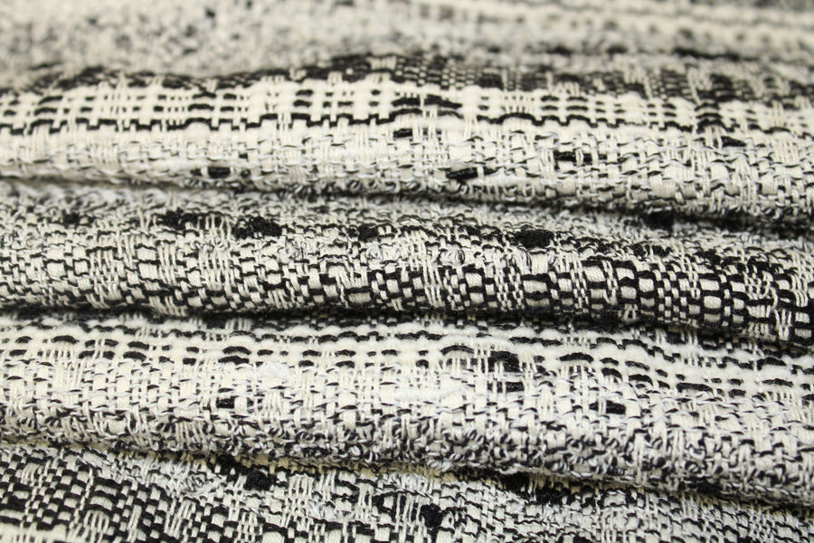 Tissu tweed coton - blanc et noir