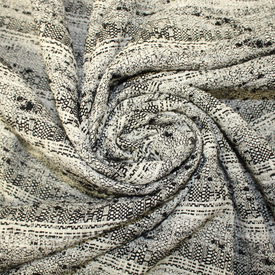 Tissu tweed coton - blanc et noir