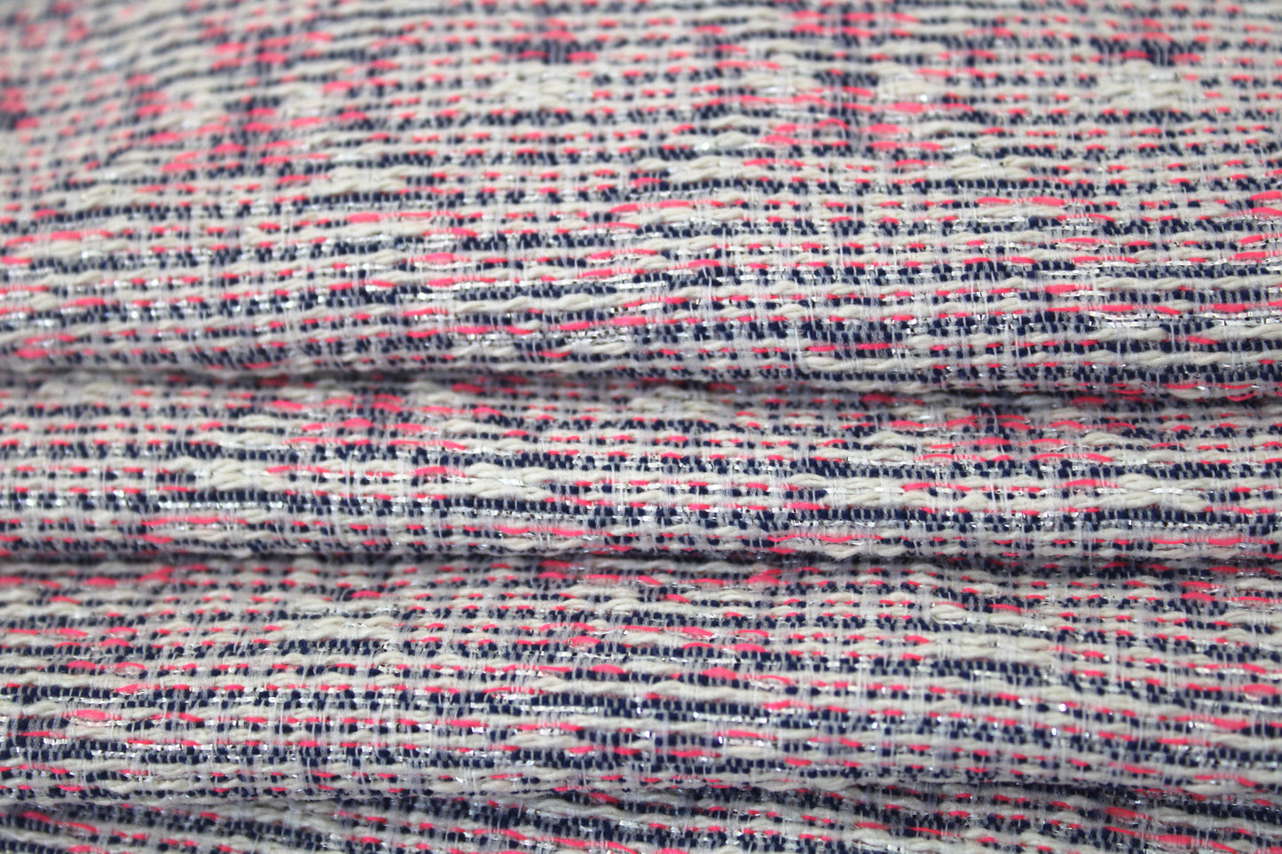 Tissu tweed coton - ton blanc et rose - photo 2/5 | So Tissus