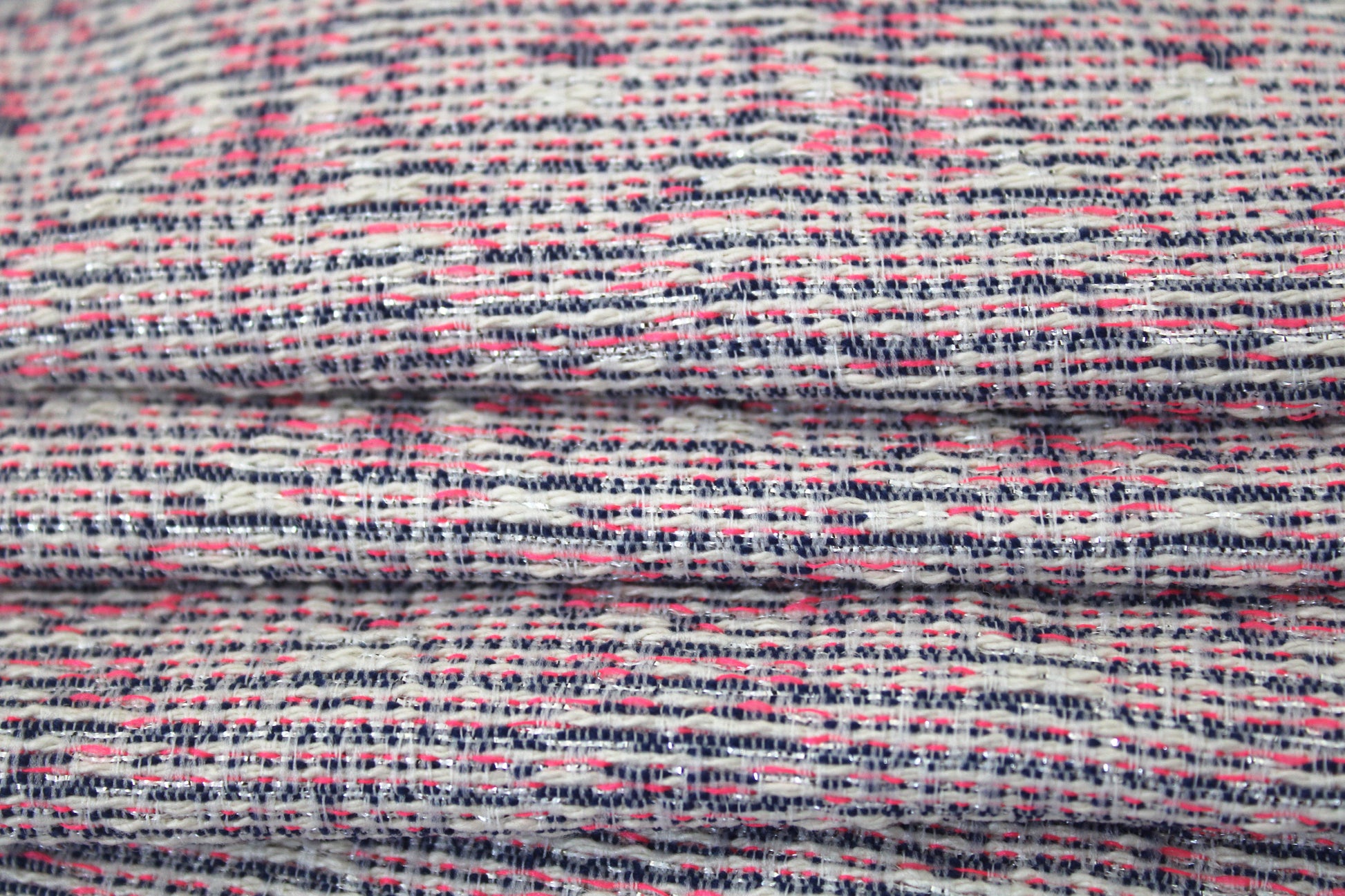 Tissu tweed coton - ton blanc et rose - photo 2/5 | So Tissus