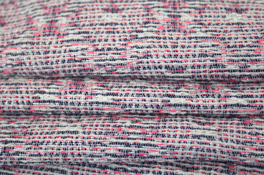 Tissu tweed coton - ton blanc et rose - photo 2/5 | So Tissus