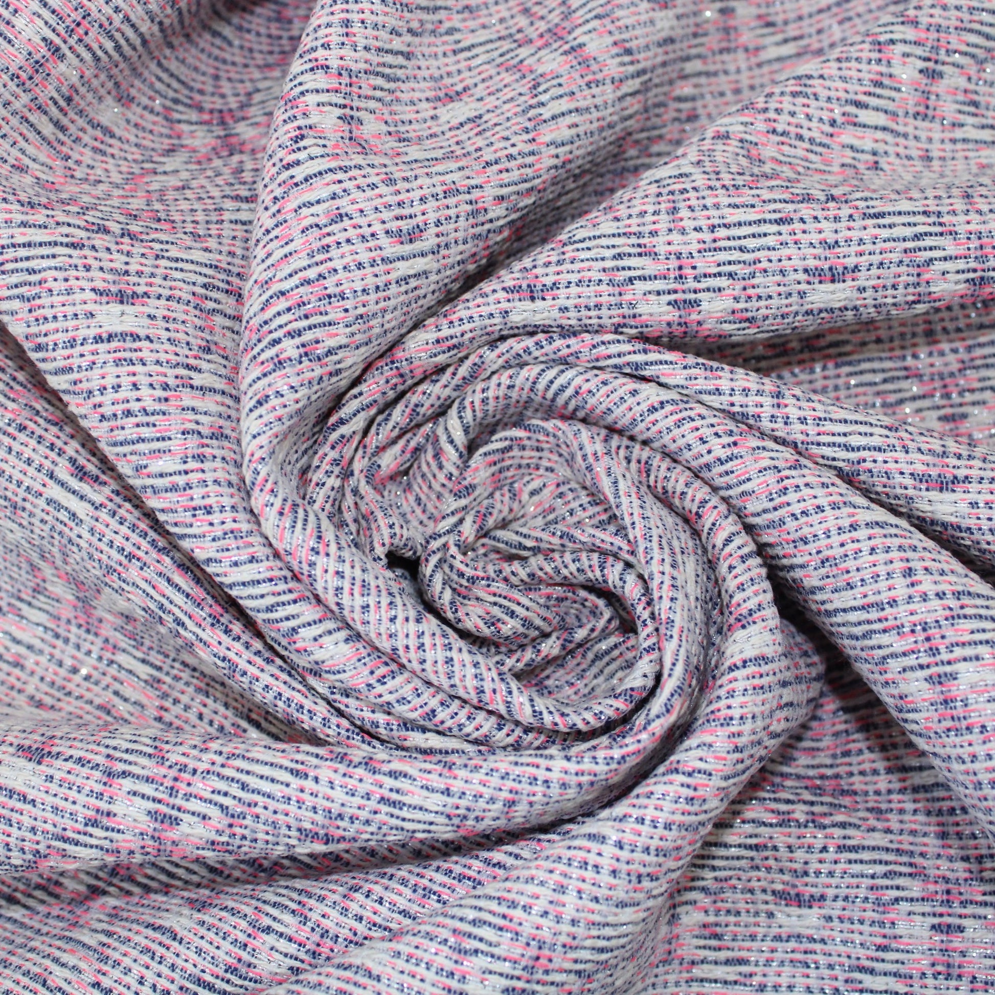Tissu tweed coton - ton blanc et rose - photo 1/5 | So Tissus