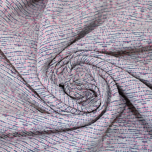 Tissu tweed coton - ton blanc et rose - photo 1/5 | So Tissus