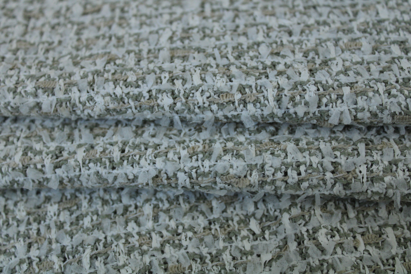 Tissu tweed laine et coton - kaki et blanc - photo 2/3 | So Tissus