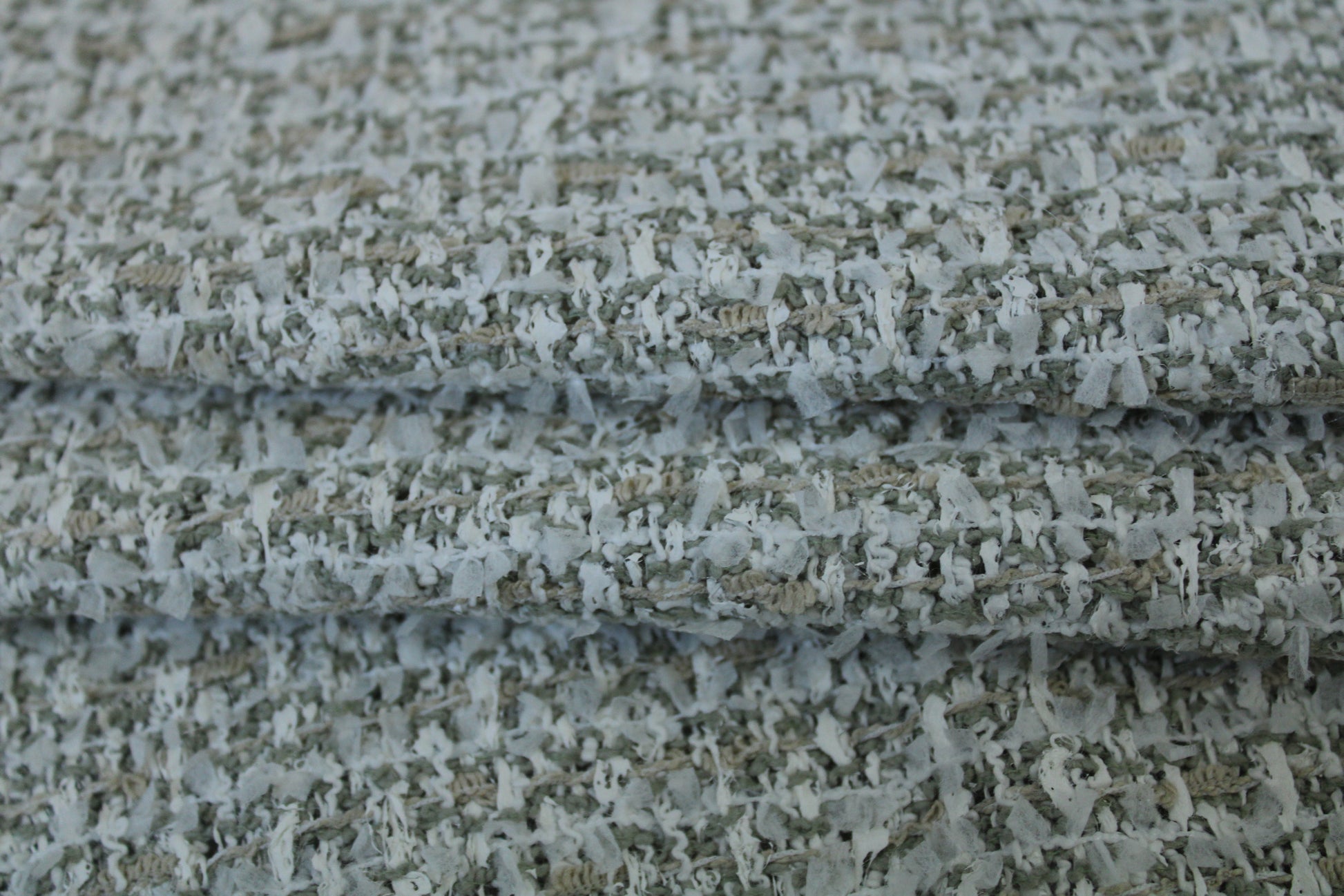 Tissu tweed laine et coton - kaki et blanc - photo 2/3 | So Tissus