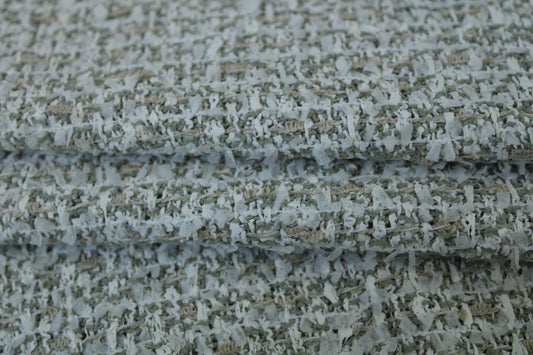 Tissu tweed laine et coton - kaki et blanc - photo 2/3 | So Tissus