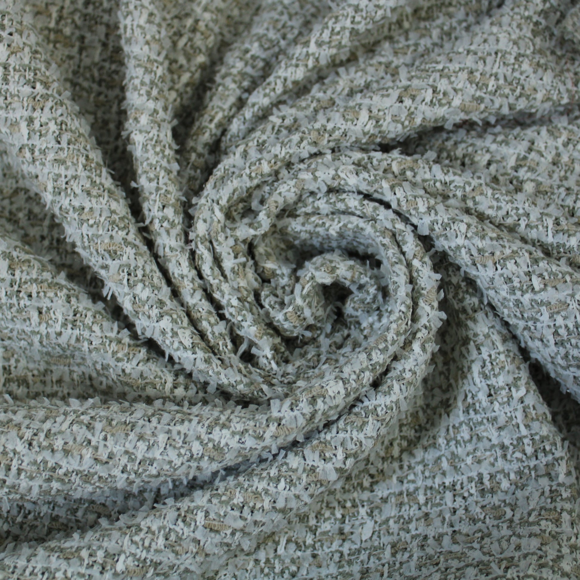 Tissu tweed laine et coton - kaki et blanc - photo 1/3 | So Tissus