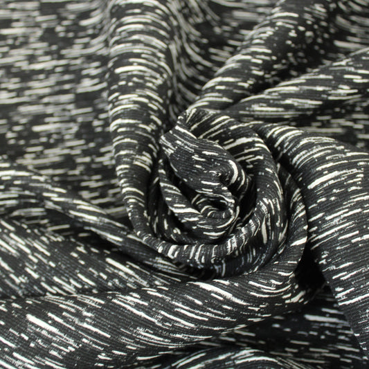 Fabric brocade - motif speckled - black and white