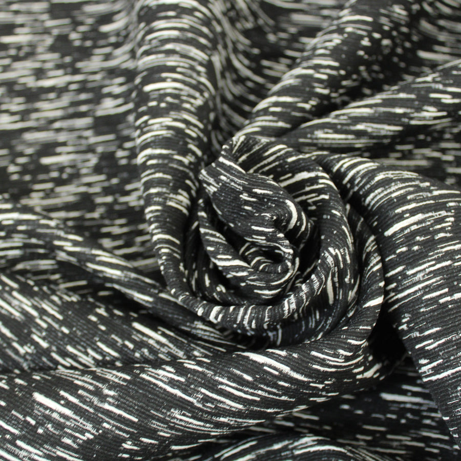 Tissu brocart - motif tâcheté - noir et blanc