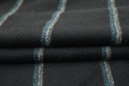 Tissu drap de laine - noir à rayures - photo 2/4 | So Tissus