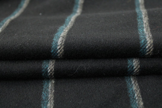 Tissu drap de laine - noir à rayures - photo 2/4 | So Tissus