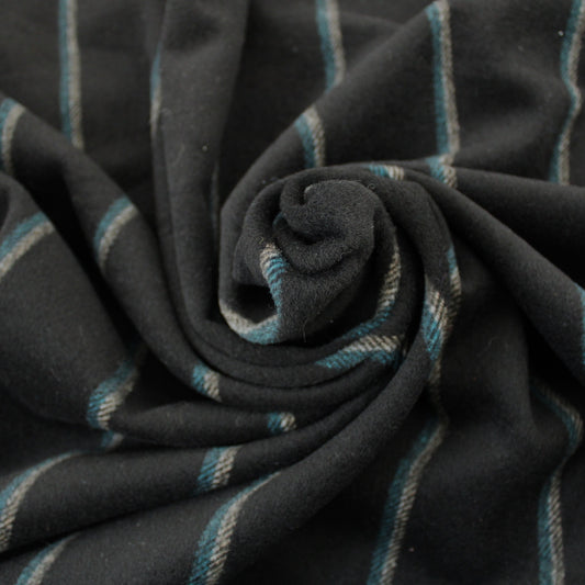 Tissu drap de laine - noir à rayures - photo 1/4 | So Tissus