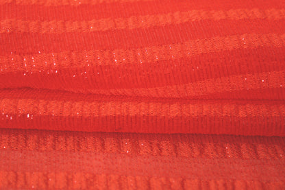 Tissu mousseline de soie et lurex - à rayures ton orange - photo 2/4 | So Tissus