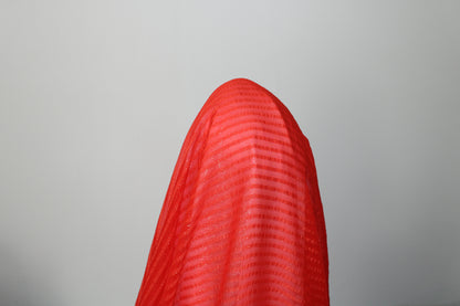Tissu mousseline de soie et lurex - à rayures ton orange - photo 3/4 | So Tissus