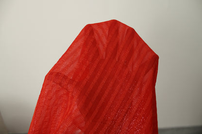 Tissu mousseline de soie et lurex - à rayures ton orange - photo 4/4 | So Tissus
