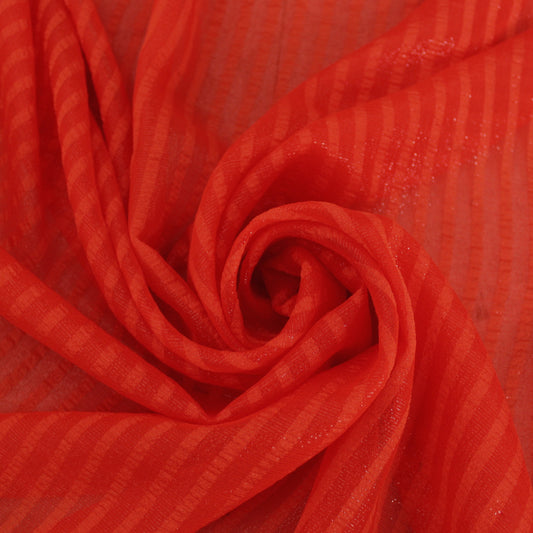 Tissu mousseline de soie et lurex - à rayures ton orange - photo 1/4 | So Tissus