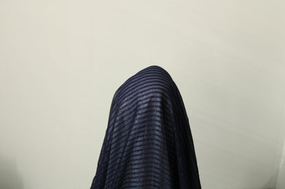 Tissu mousseline de soie et lurex - à rayures ton bleu marine - photo 3/4 | So Tissus