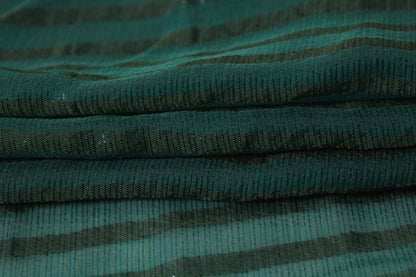 Tissu mousseline de soie et lurex - à rayures ton vert bouteille - photo 2/4 | So Tissus