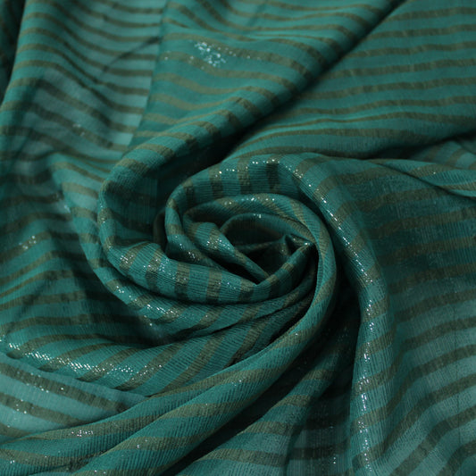 Tissu mousseline de soie et lurex - à rayures ton vert bouteille - photo 1/4 | So Tissus