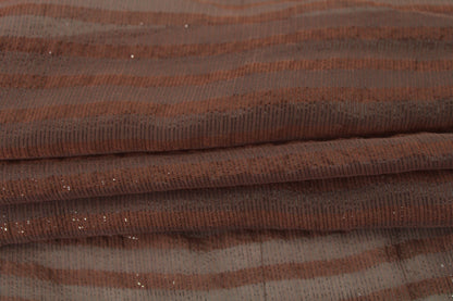 Tissu mousseline de soie et lurex - à rayures ton taupe - photo 2/4 | So Tissus