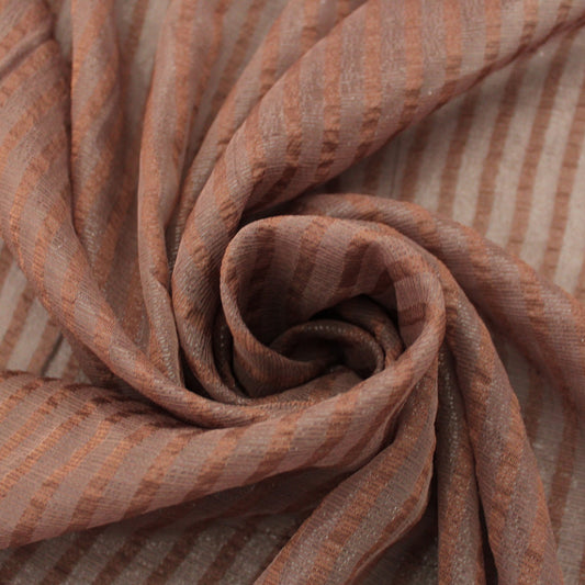 Tissu mousseline de soie et lurex - à rayures ton taupe - photo 1/4 | So Tissus