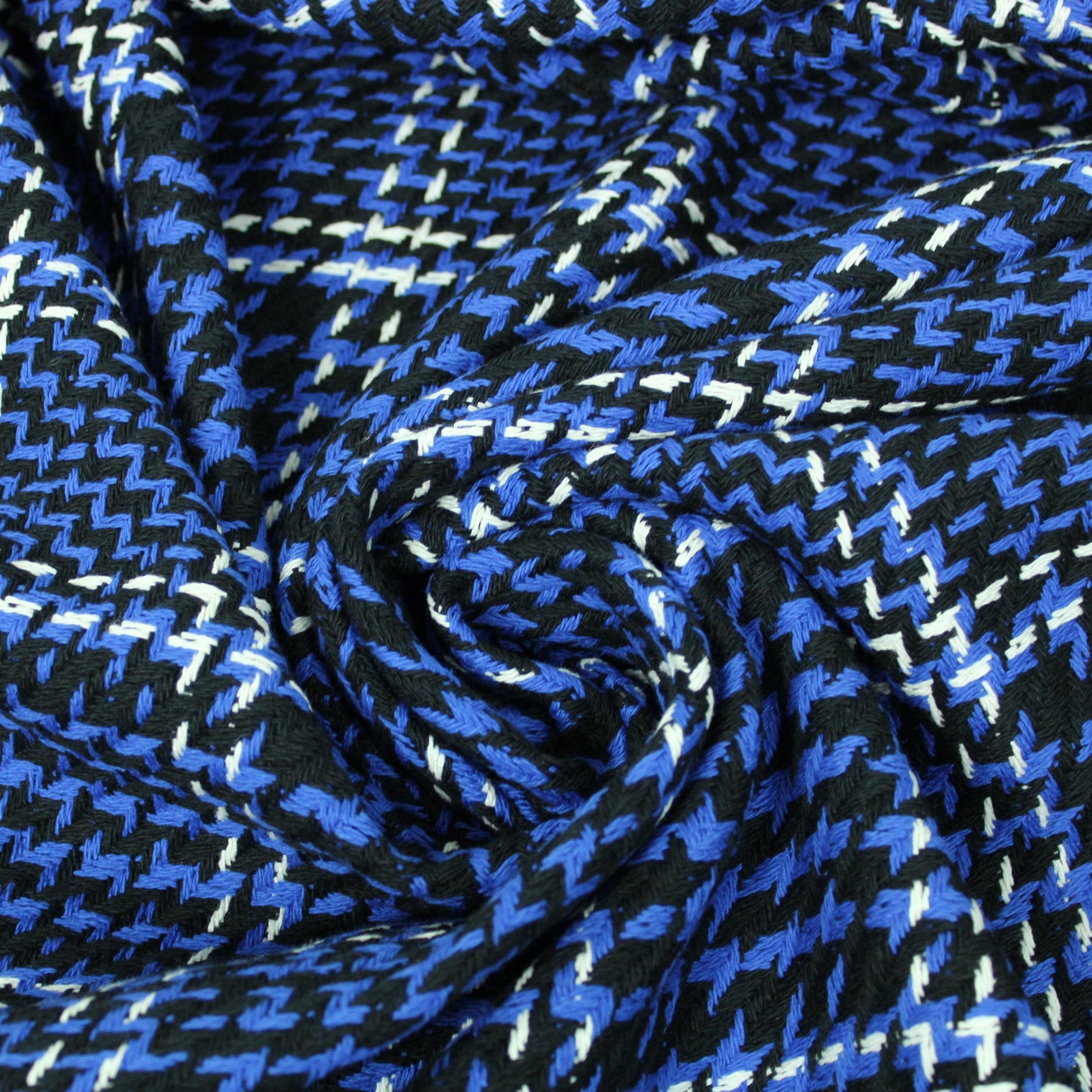 Tissu tweed coton - à carreaux noir et bleu - photo 1/5 | So Tissus