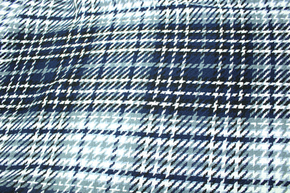 Tissu tweed coton - à carreaux bleu marine, blanc et gris - photo 4/5 | So Tissus