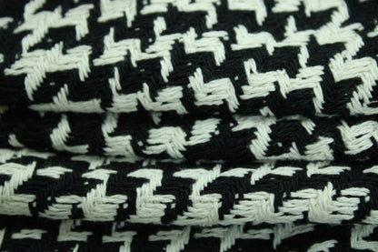 Coupon de 1,4 mètre - tweed coton - à carreaux blanc et noir - photo 2/4 | So Tissus